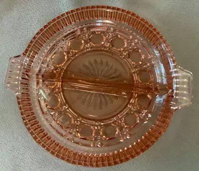 Buy Vintage Depression Glass Pink Bubble Pattern Divided Tray Handles 8.5  Round • 12.32£