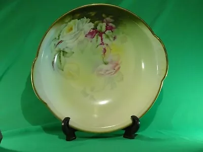 Buy Signed Thomas Sevres Bavaria Porcelain 10.25” Serving Bowl Hand Painted Rose • 23.87£