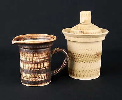 Buy Two X Studio Pottery Bristow Potteries Malta  Jug & Lidded Pot Brutalist • 9£