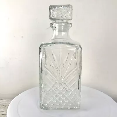 Buy Glass Decanter With Stopper Square Whiskey Made In Italy • 14.99£