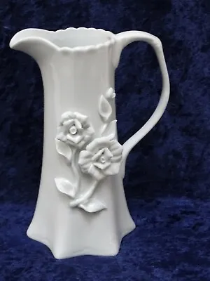 Buy Home Essentials Porcellana De Paris White Pitcher Ewer Raised Roses 8  H • 5.29£