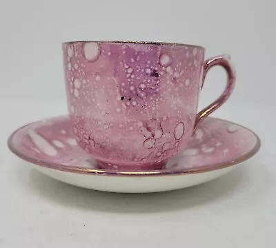 Buy Staffordshire Oil Splash  Pink Luster Teacup & Saucer Set Circa Early 1800s #2 • 143.75£
