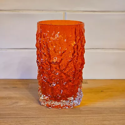 Buy Vintage Selezione Italian Crystal Glacier Ice Bark Glass Tumbler Orange • 60£