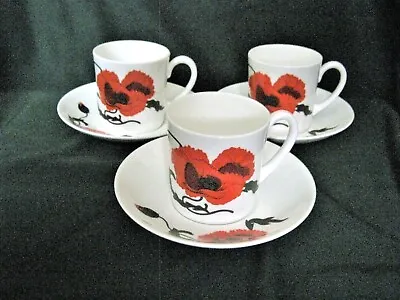 Buy Wedgwood Susie Cooper Design  Corn Poppy  Pattern Coffee Cups & Saucers • 12£