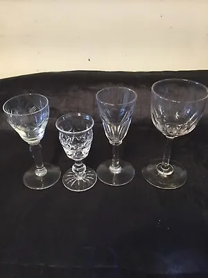 Buy 4 X Vintage Cut Glass Crystal Glasses ODD Assortment Inc Antique Ones 20/H • 3.99£