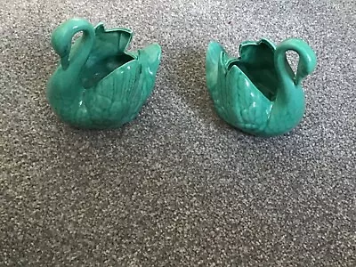 Buy Two Brand New Vintage Anglia Pottery Swan Posy Holders Ap 190 • 20£