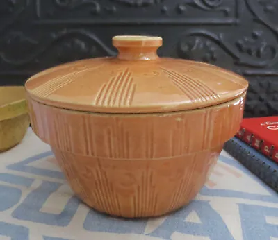 Buy Watt Pottery Moon & Stars Casserole Bowl W/ Lid Rare Pumpkin Glaze Yellowware 7  • 52.91£