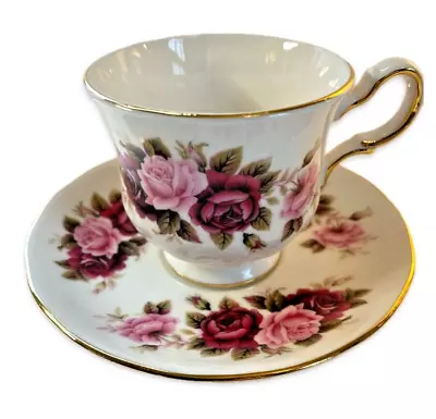 Buy Vintage Queen Anne Rose White Teacup And Saucer Set Bone China Gold Trim England • 14.59£