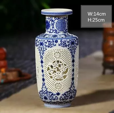 Buy Handmade Hollow Ceramic Vase Pierced Porcelain Chinese Antique Reproduction #2 • 50.40£