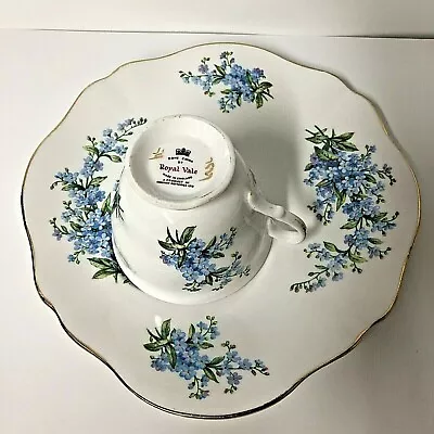 Buy Royal Vale Bone China Forget Me Not Pattern 7527 Snack Plate & Tea Cup Vintage • 15.29£