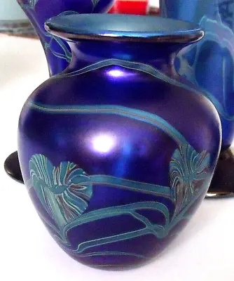 Buy 11cm Tall Okra Glass Blue Ayrum Vase  Numbered • 75£