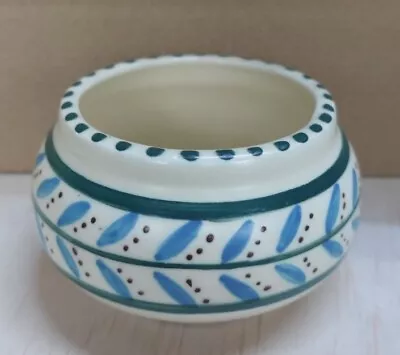 Buy Honiton Pottery Bowl Collard Designs Blue Leaf Green Trinket Sugar 10x5.5cm  • 2.49£