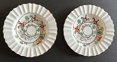Buy Pair Of Crown Staffordshire Hunting Scene Large Ashtray HTF Discontinued England • 76.86£