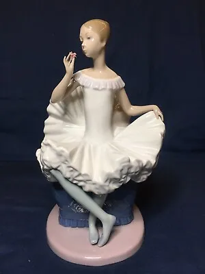 Buy Lladro Nao 1983 Retired ‘a Dream Come True’ Sitting Ballerina In Blue Chair • 80£