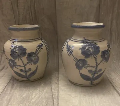 Buy Cheddar Carefully Somerset Pair Small Vases Blue And White England 10cm #4 • 14.90£