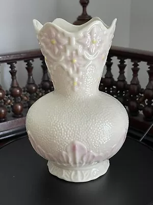Buy Vintage IRISH Belleek Parian China Vase Pink & Yellow Flowers Floral 6” Tall • 14.99£