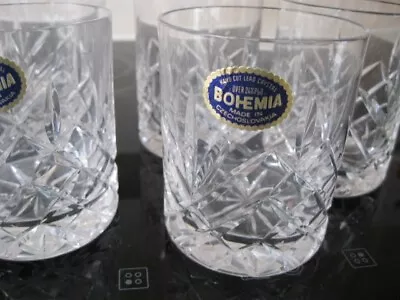 Buy  Bohemia Crystal Whisky Tumbler Glasses X 5 With Cut Geometric Fan Pattern • 12.99£