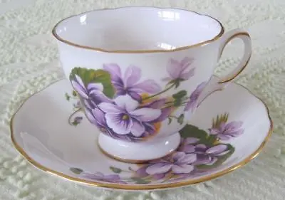 Buy Ridway Potteries Royal Vale Violets Bone China Cup And Saucer Made In England • 14.39£
