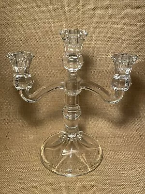 Buy Glass Candelabra Three Candles Classic Traditional Home Decor Clear Taper Candle • 29.99£