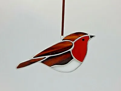 Buy Stained Glass Bird Suncatcher/Window Hanger Robin Ornament Gift/Home/Ornament • 20£