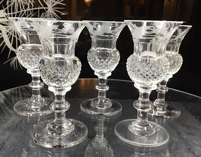 Buy 5 X Edinburgh Crystal Thistle Etched Liqueur Glasses - C.1880 - VERY RARE! • 360£