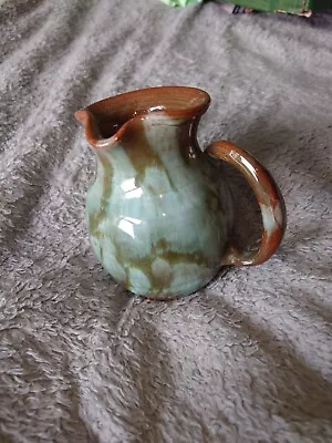 Buy Ewenny Welsh Studio Pottery Green Brown Glazed 10 Cm Jug With Twisted Handle. • 11£