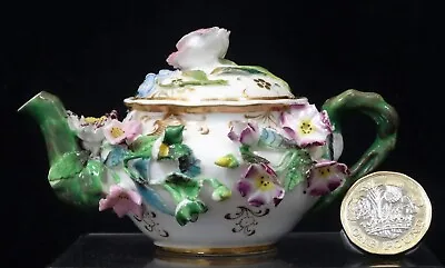 Buy Rare Antique Miniature Spode  Floral Encrusted Teapot, 4781, C1831-33 • 135£