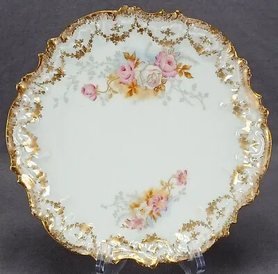 Buy Elite Works Limoges Pink & White Floral & Gold 7 7/8 Inch Plate C. 1896-1914 • 47.95£