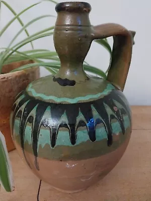 Buy Vintage Traditional Rustic Romanian Clay Pottery Jug/pot/pitcher • 36£
