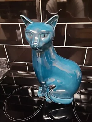 Buy POOLE POTTERY Large Green SIAMESE CAT - 11.5  30cm • 40£