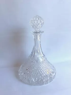 Buy Lead Crystal Cut Ship Decanter With Stopper Vintage Glassware • 24.99£