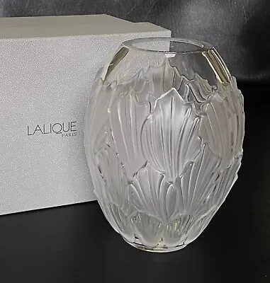 Buy Impressive LALIQUE Crystal Sandrift Vase 8  With Original Box & Packaging • 470.33£