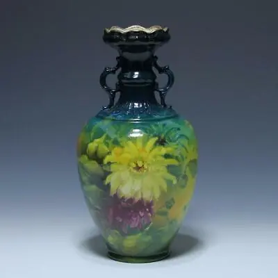 Buy Franz Mehlem BONN Ceramic Vase DAHLIAS Around 1900 - 28.5 Cm • 154.35£