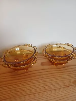 Buy Vintage Retro Art Deco Sowerby Orange Amber Glass Dessert Bowls X 4 • 9.99£