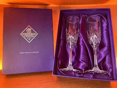 Buy Edinburgh Crystal Glasses, 2 Champagne Flutes, Never Been Used, Original Box • 25£
