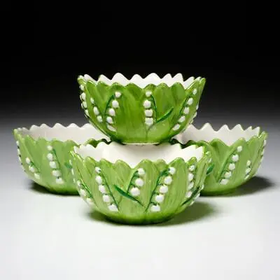 Buy Vintage Italy Ceramic Majolica Lily Of The Valley Cereal Soup Bowls (B) READ • 81.28£