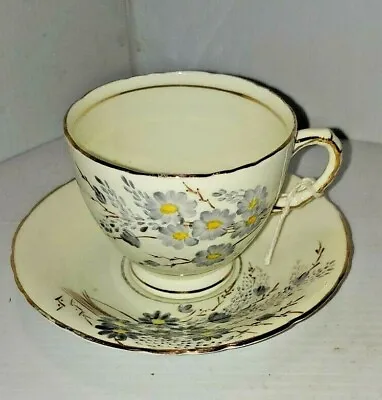 Buy Vintage Cup And Saucer Set H M Sutherland Bone China Pussy Willows Exc • 11.34£