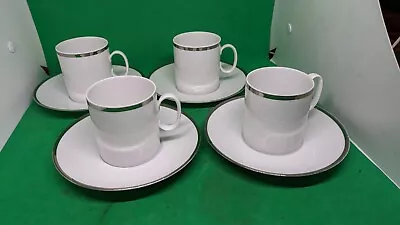 Buy 4 X Thomas Germany Medallion Thick Platinum Band Coffee Cans /Cups And Saucers • 20£