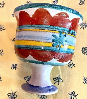 Buy VTG SIgned DESIMONE Folk Art Pottery GOBLET /FOOTED Cup ITALY 4 1/2” EUC • 26.45£