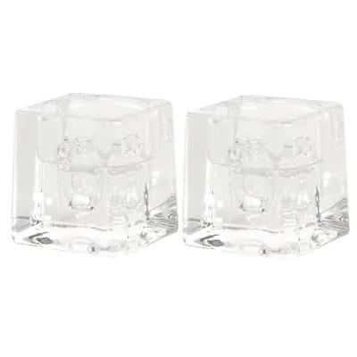 Buy Heavy Cube Glass Candle Holder - Fits Votives, Tealights & Tapers (Set Of 2) • 8£