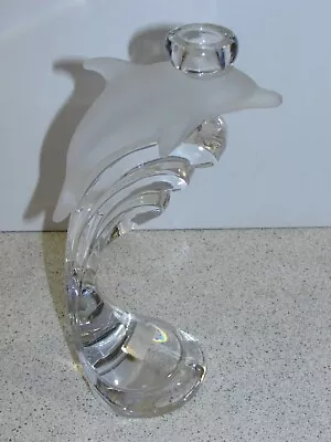 Buy *LOOK* Beautiful Tall NACHTMANN Crystal Glass Dolphin Candlestick Holder • 35£