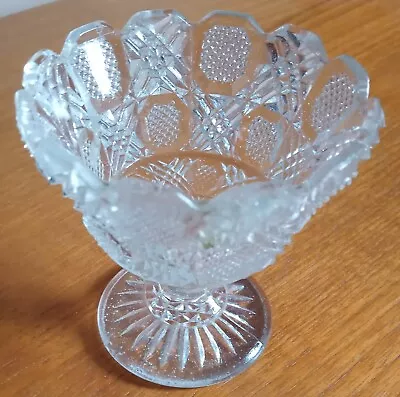 Buy Vintage 8cm Cut Glass Pedestal Dish • 4.50£