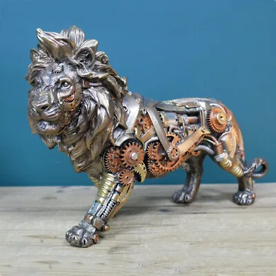 Buy Lion Ornament Steampunk Design Medium Brozne Animal Big Cat Resin Sculpture • 28.99£