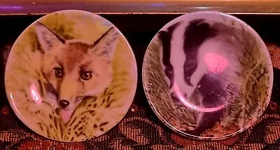 Buy 2 X Fenton China Company Bone China Badger And Fox Trinket Ring Miniature Plates • 4.99£