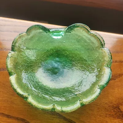 Buy Barovier & Toso Murano Green Crackle Art Glass Gold Flecks Italian Dish Bowl 60s • 94.71£