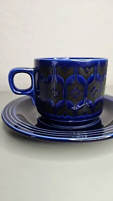 Buy 5x Vintage Hornsea Pottery Rare  Midnight Blue Heirloom Cups And Saucers • 48.95£