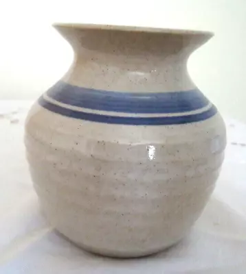 Buy Small Grey Pottery Vase With Blue Stripes • 4.75£