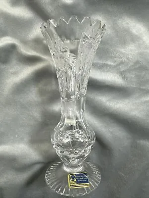 Buy Vintage Crystal Vase Etched Hand Cut Germany Lausitzer 24% Lead Star Of David • 10.56£