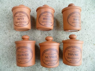 Buy Henry Watson Pottery The Original Suffolk Canister X 6 Spice & Herb Pots Jars • 24.99£