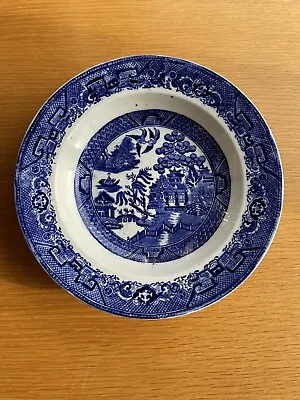 Buy Lovely Antique Blue & White Willow Pattern English Stoneware Dish 26cm Dia • 13.50£